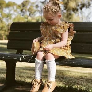 Brand New Mustard Floral Toddler Girl Dress 3T